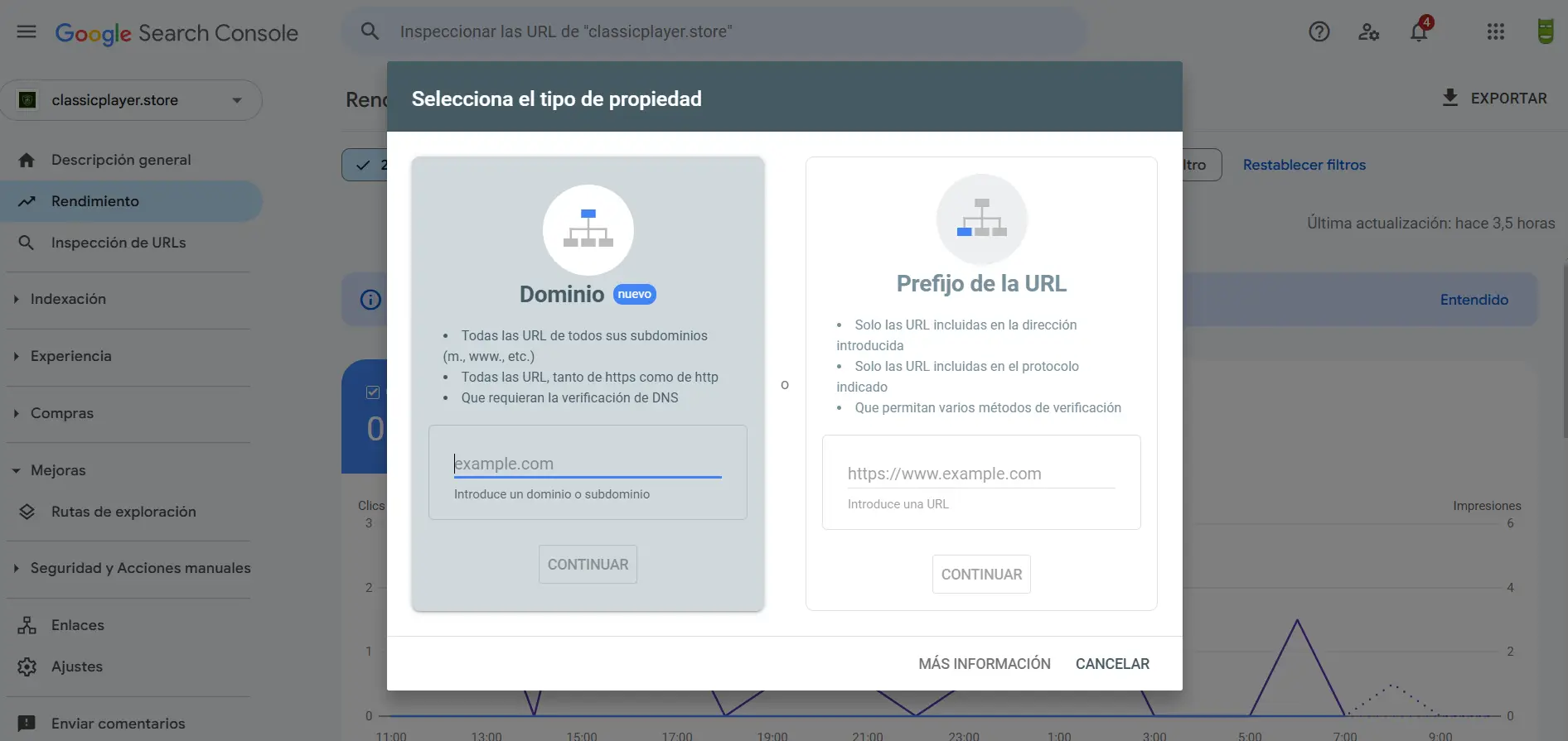 Ingresa tu dominio