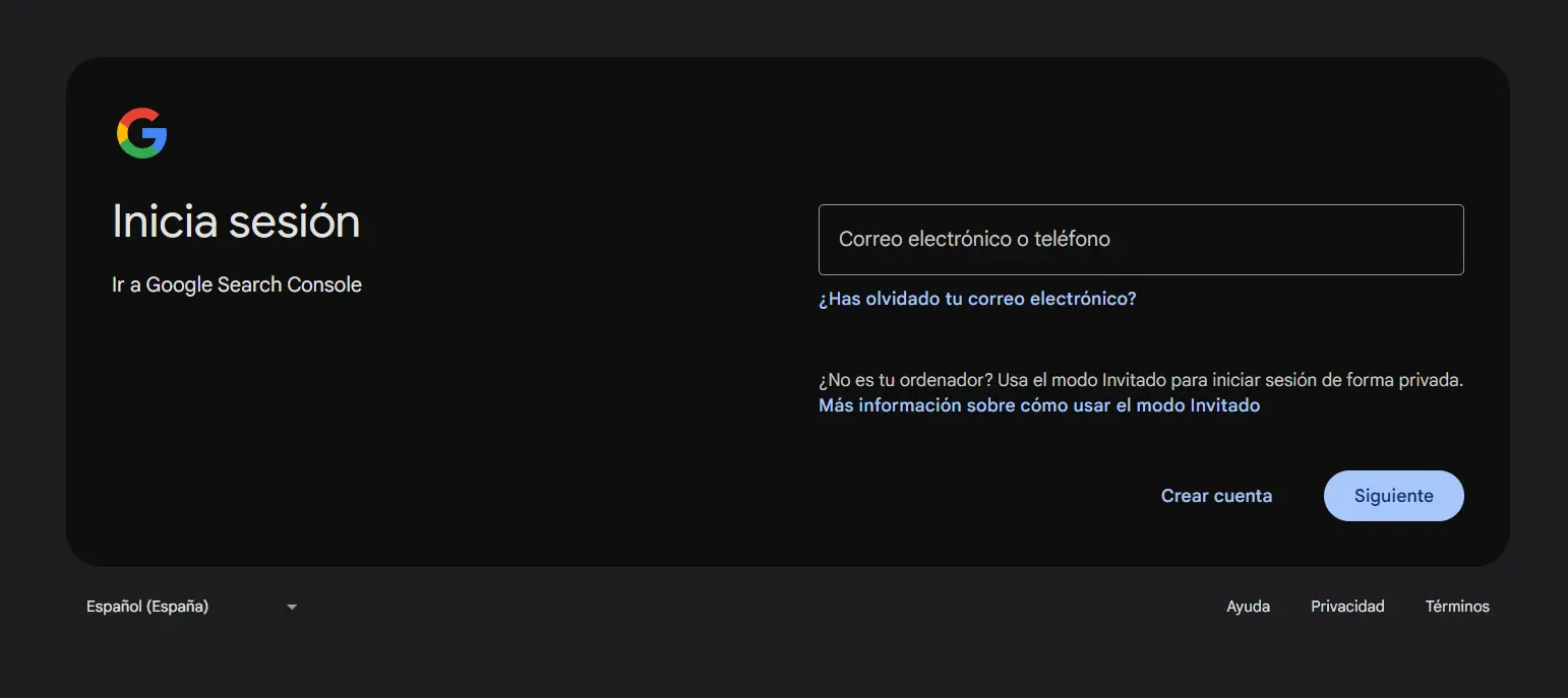 ingresa a google search console
